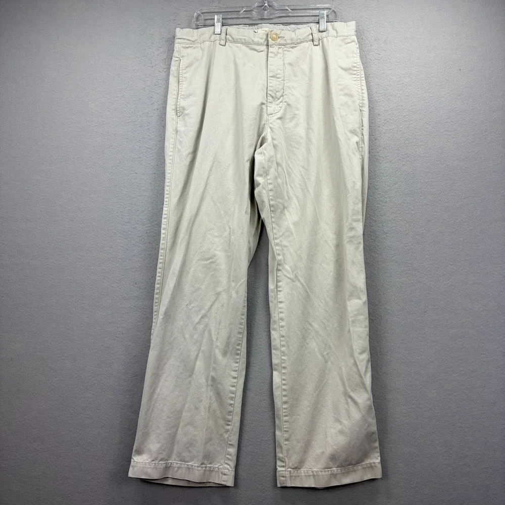 J.CREW Chino Pants Men's‎ 36x32 Beige Cotton Preppy Work Casual Relaxed Wide Leg